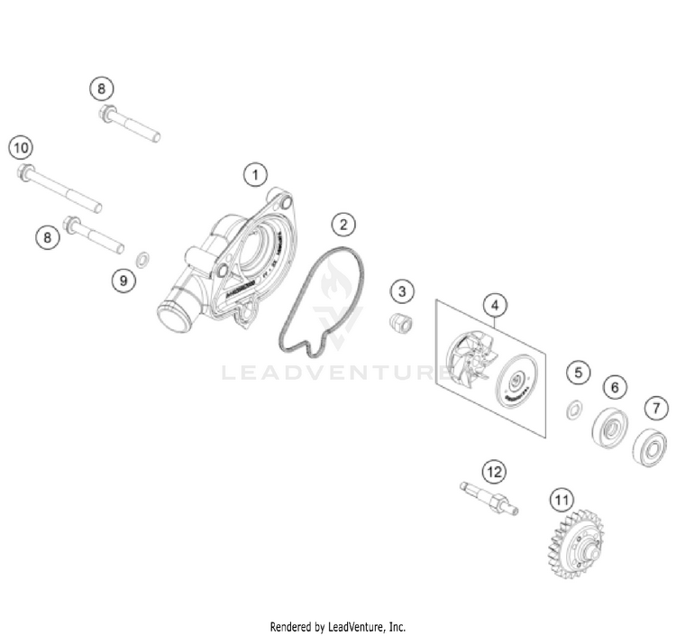 Water Pump 300 XC ENGINE - 2025 Schematic