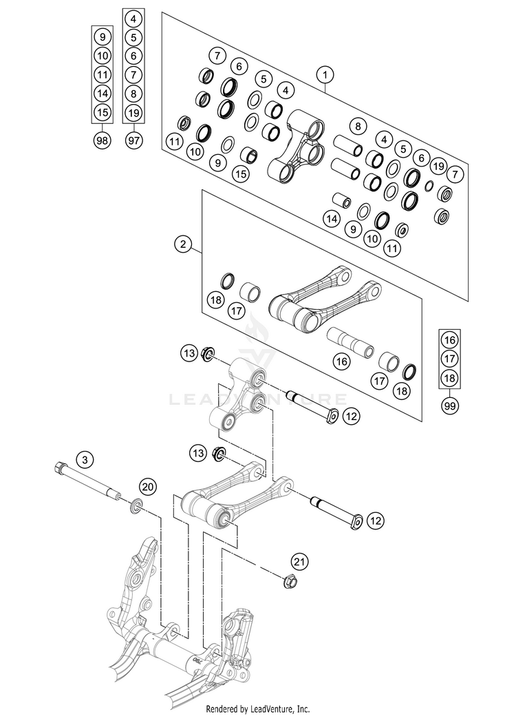 Pro Lever Linking 250 XC TPI Chassis - 2021 Schematic