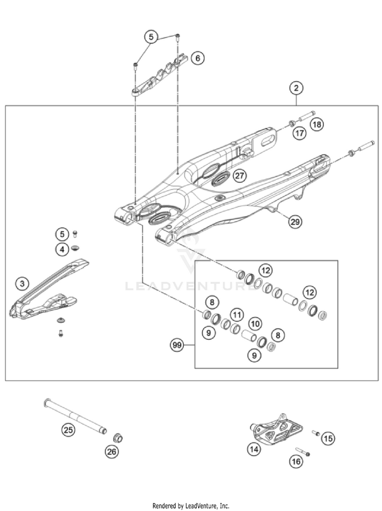 Swing Arm 250 XC CHASSIS - 2024 Schematic