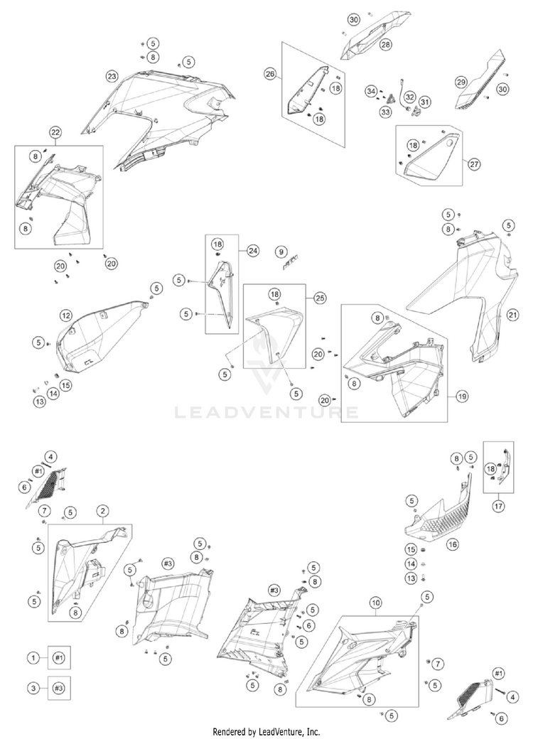 Side Trim 1290 SUPER ADVENTURE S, orange CHASSIS - 2023 Schematic