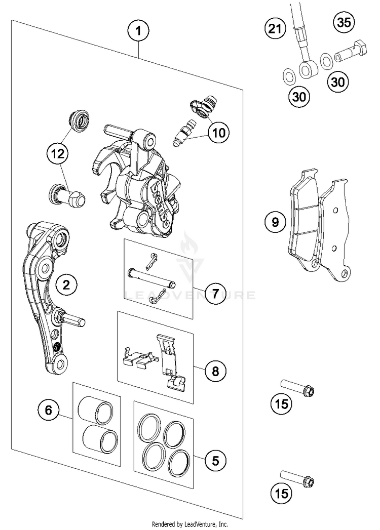 Brake Caliper Front 300 XCW Sixdays Chassis - 2014 Schematic