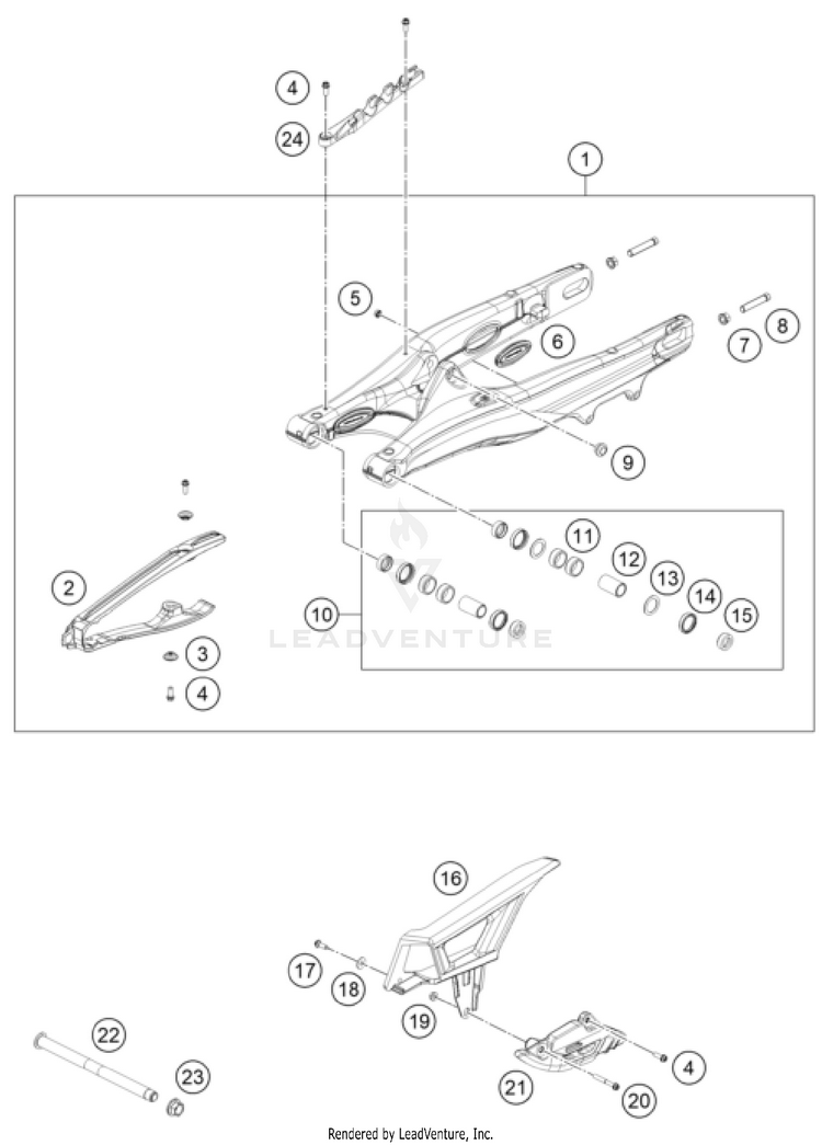 Swing Arm 500 EXC-F US CHASSIS - 2024 Schematic