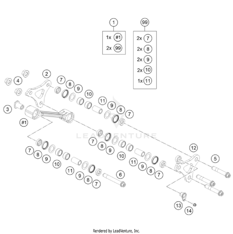 Pro Lever Linking 1390 SUPER DUKE R EVO, orange CHASSIS - 2024 Schematic