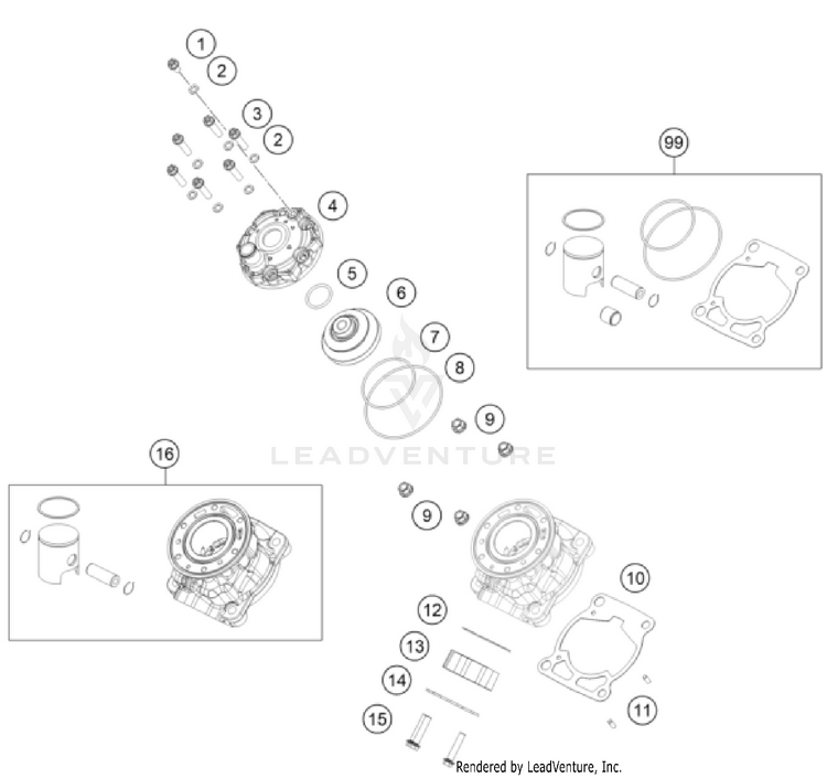 Cylinder, Cylinder Head 50 SX FE ENGINE - 2024 Schematic