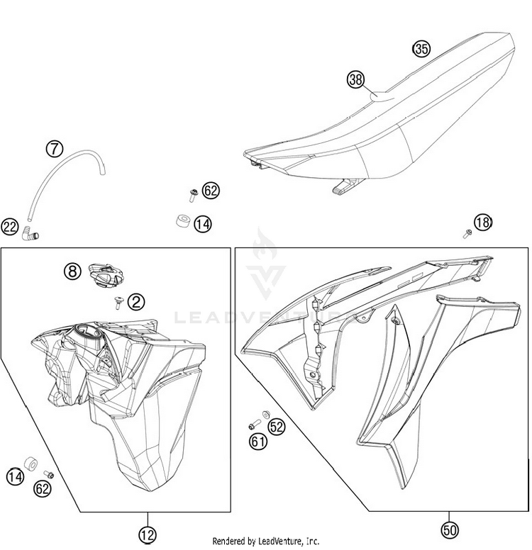 Tank, Seat, Cover 250 XCFW Chassis - 2012 Schematic