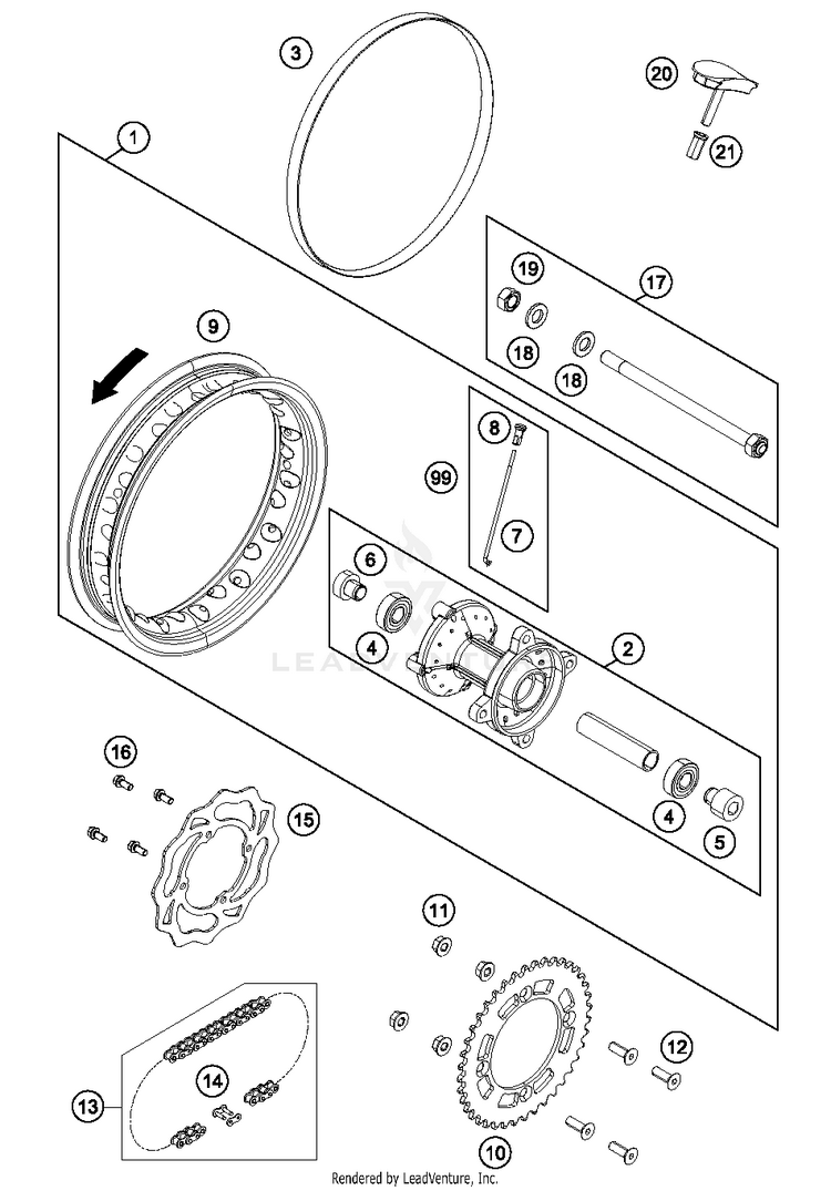 Rear Wheel 50 SX Mini Chassis - 2014 Schematic