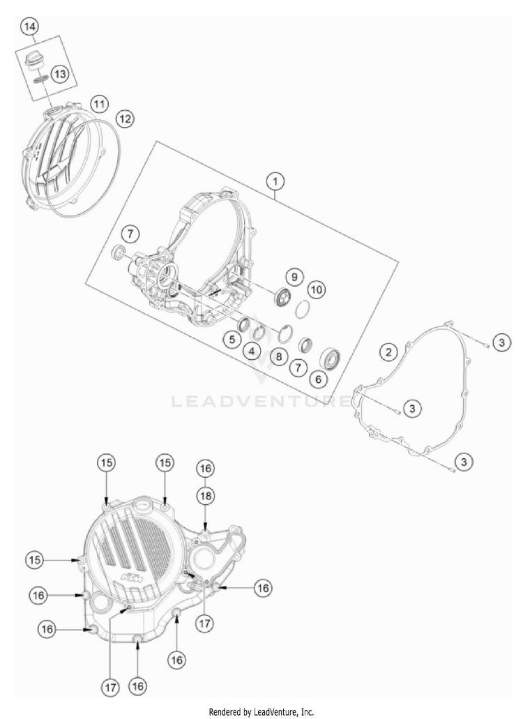 Clutch Cover 350 SX-F Engine - 2022 Schematic
