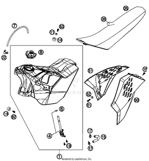 Tank, Seat, Cover Schematic