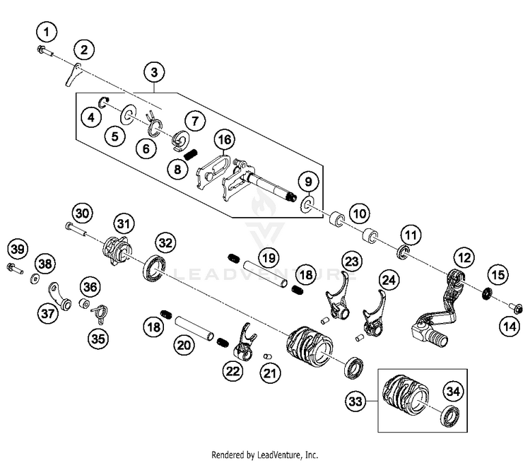 Shifting Mechanism 65 SX MINI ENGINE - 2018 Schematic