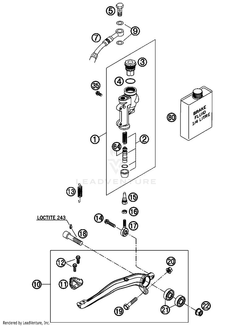 Rear Brake Control 200 XC USA Chassis - 2008 Schematic