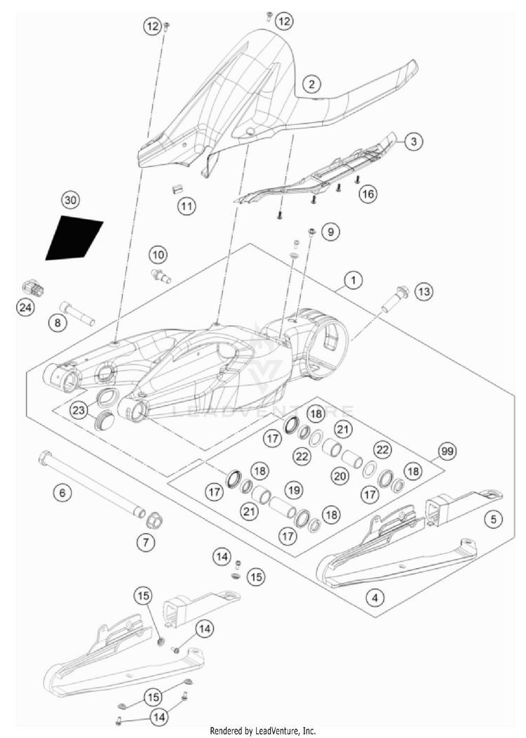 Swing Arm 1290 SUPER DUKE GT, orange CHASSIS - 2023 Schematic