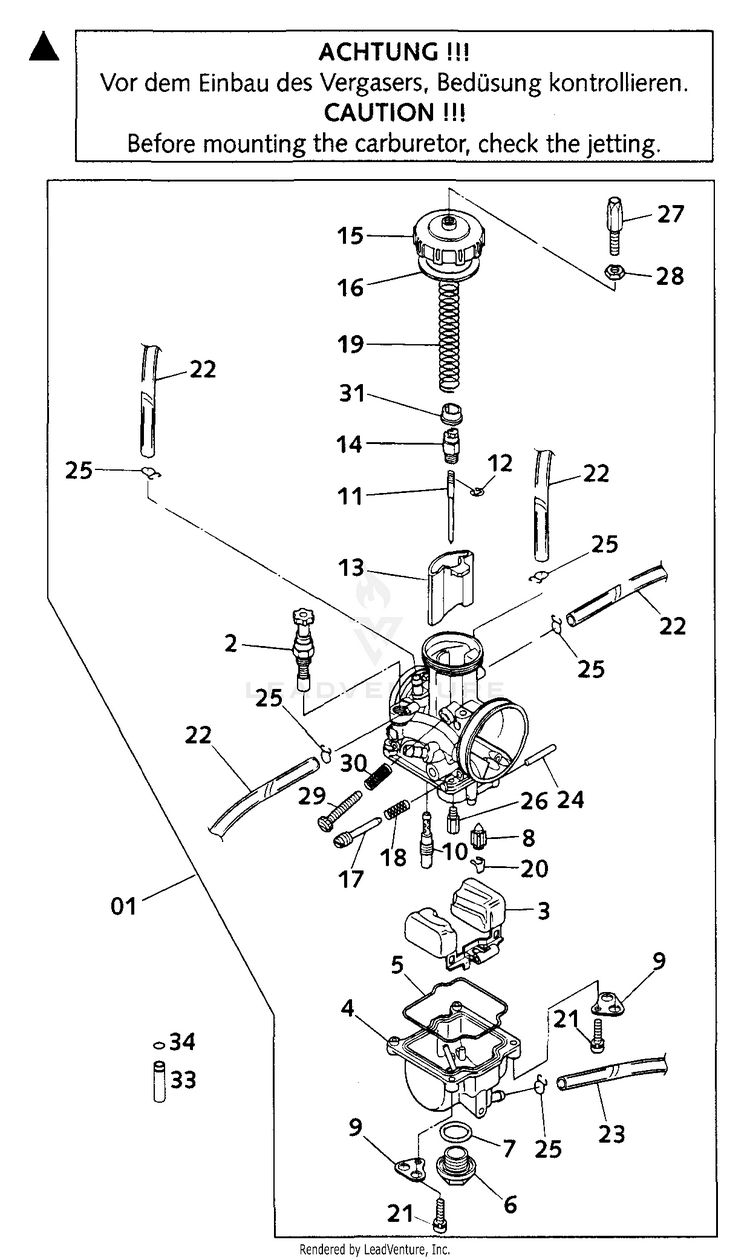 Carburetor Pwk 38 Ag 250 MXC Engine - 2001 Schematic
