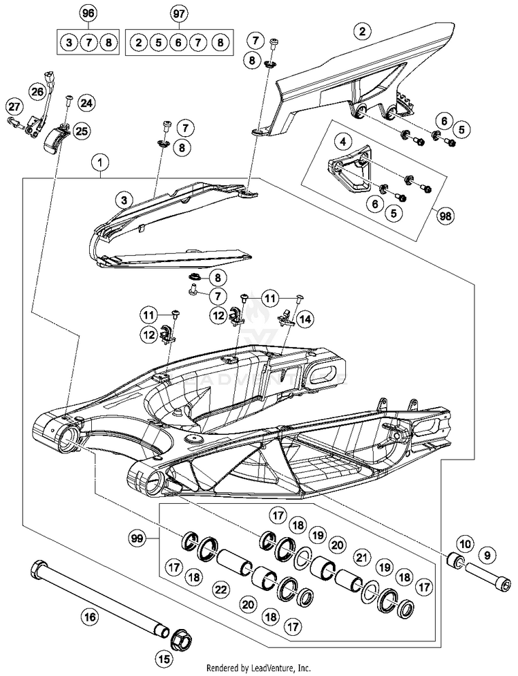 Swing Arm 1290 SUPER ADVENTURE R CHASSIS - 2018 Schematic
