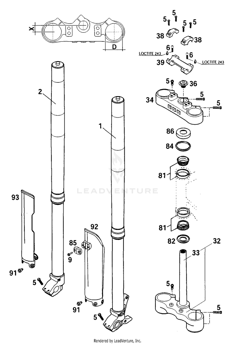 Front Fork Wp 250 MXC Chassis - 2001 Schematic