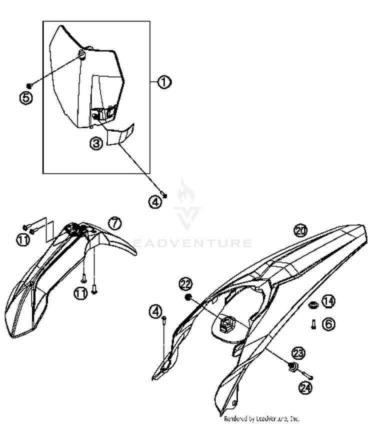 Mask, Fenders 250 XC Chassis - 2014 Schematic