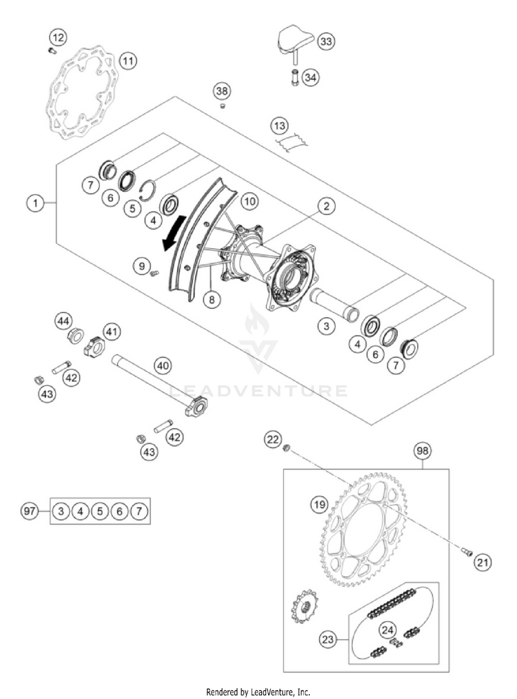 Rear Wheel 250 SX-F CHASSIS - 2026 Schematic