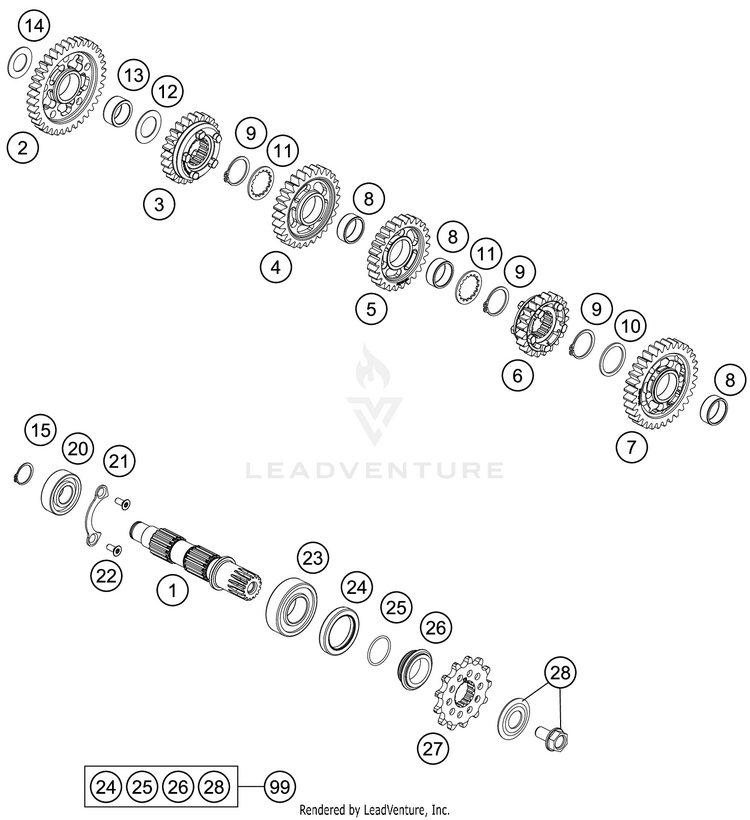 Transmission Ii - Countershaft 450 EXC-F SIX DAYS ENGINE - 2019 Schematic