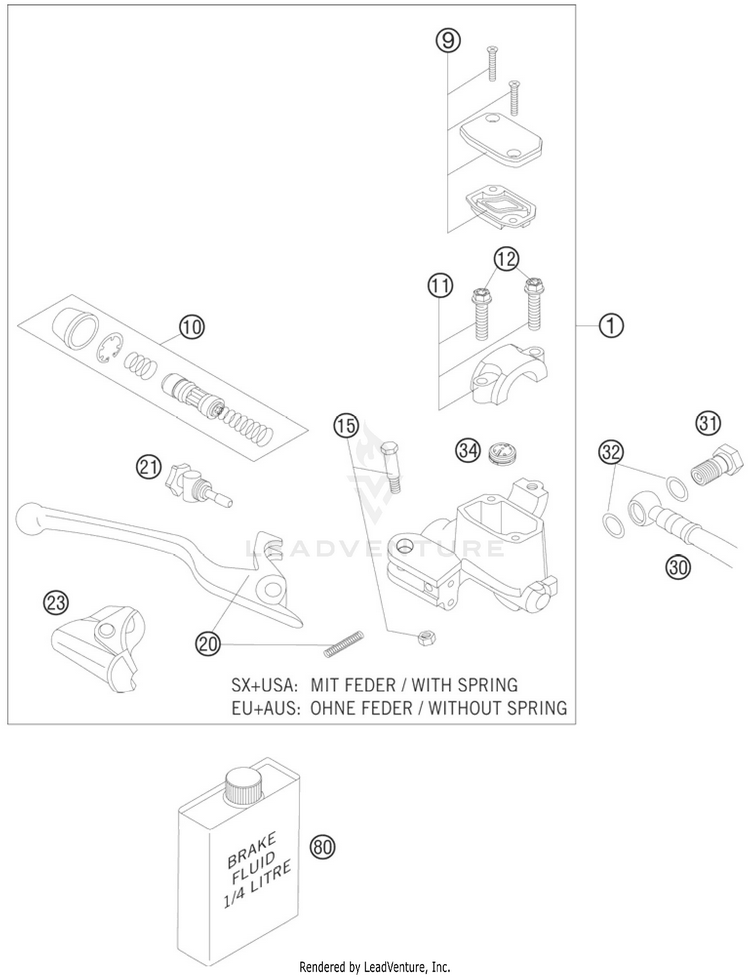 Hand Brake Cylinder 300 XC Chassis - 2011 Schematic