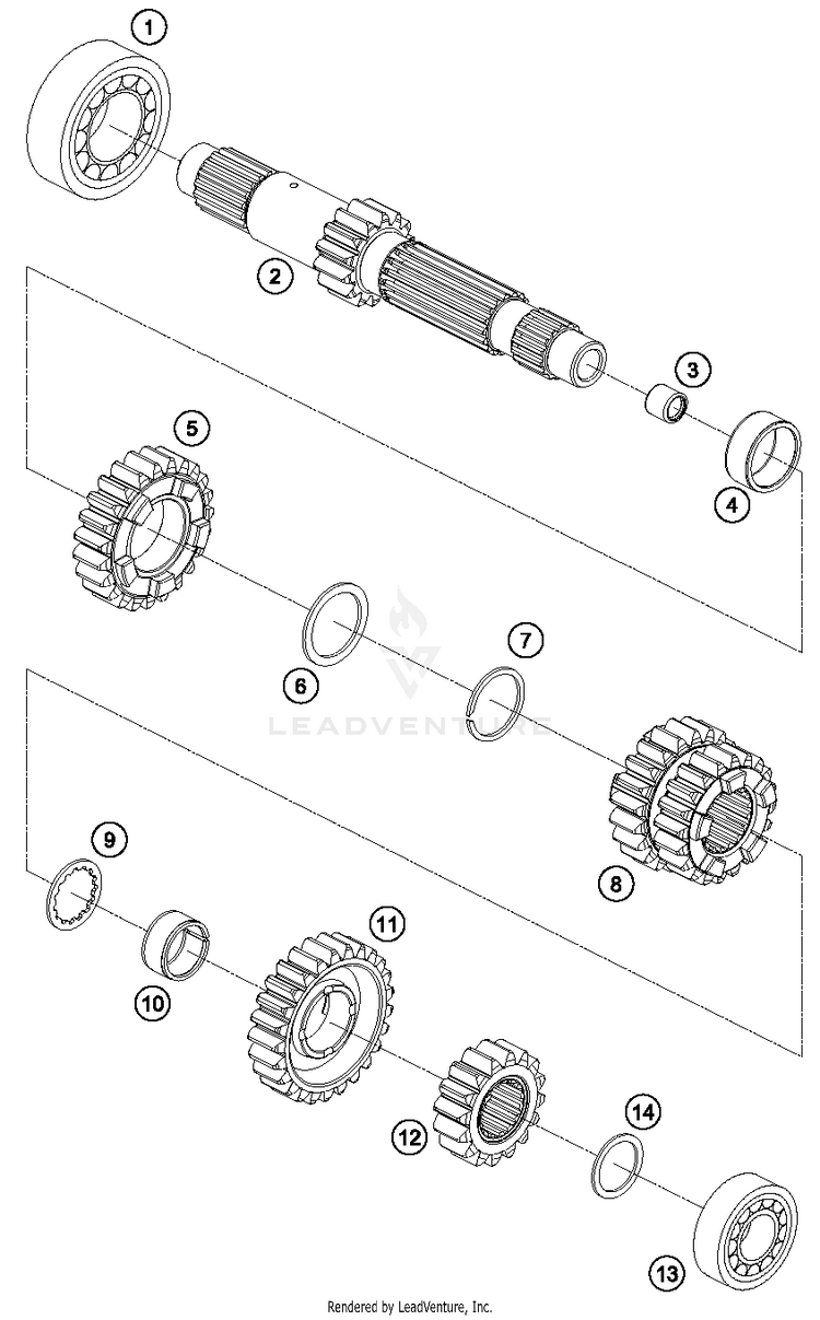 Transmission I - Main Shaft 1290 SUPERDUKE R BLACK Engine - 2015 Schematic