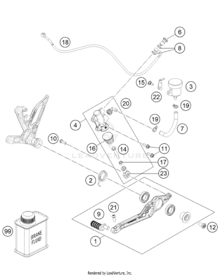 Rear Brake Control 1390 SUPER DUKE R EVO, black CHASSIS - 2024 Schematic