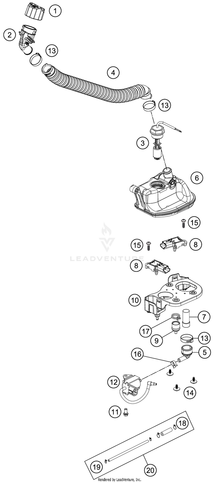 Lubricating System 250 XC TPI ENGINE - 2020 Schematic