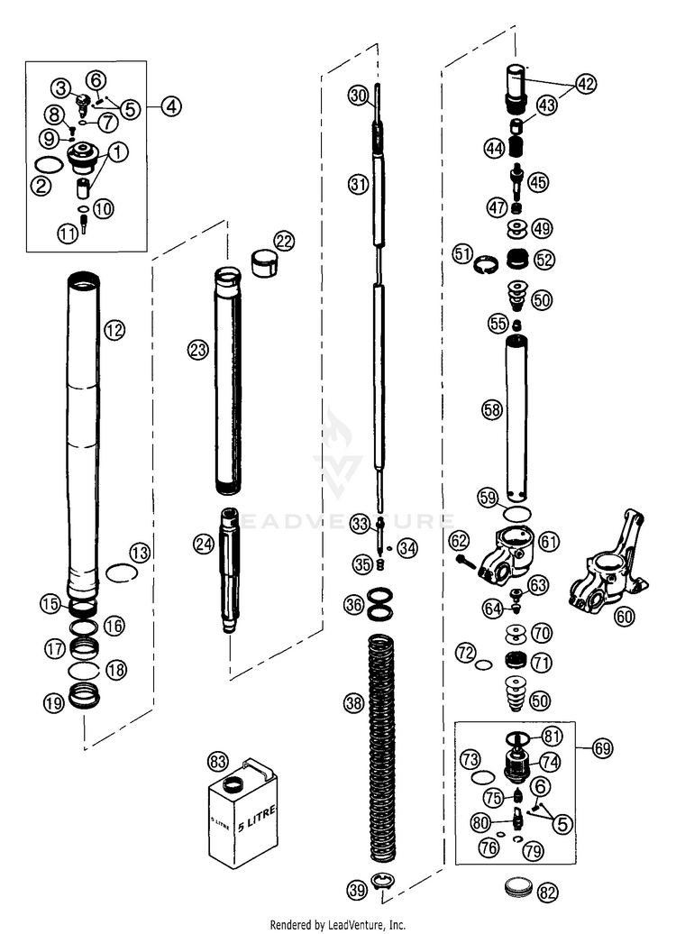 Fork Legs Wp Usd 43 125 SX Chassis - 2002 Schematic