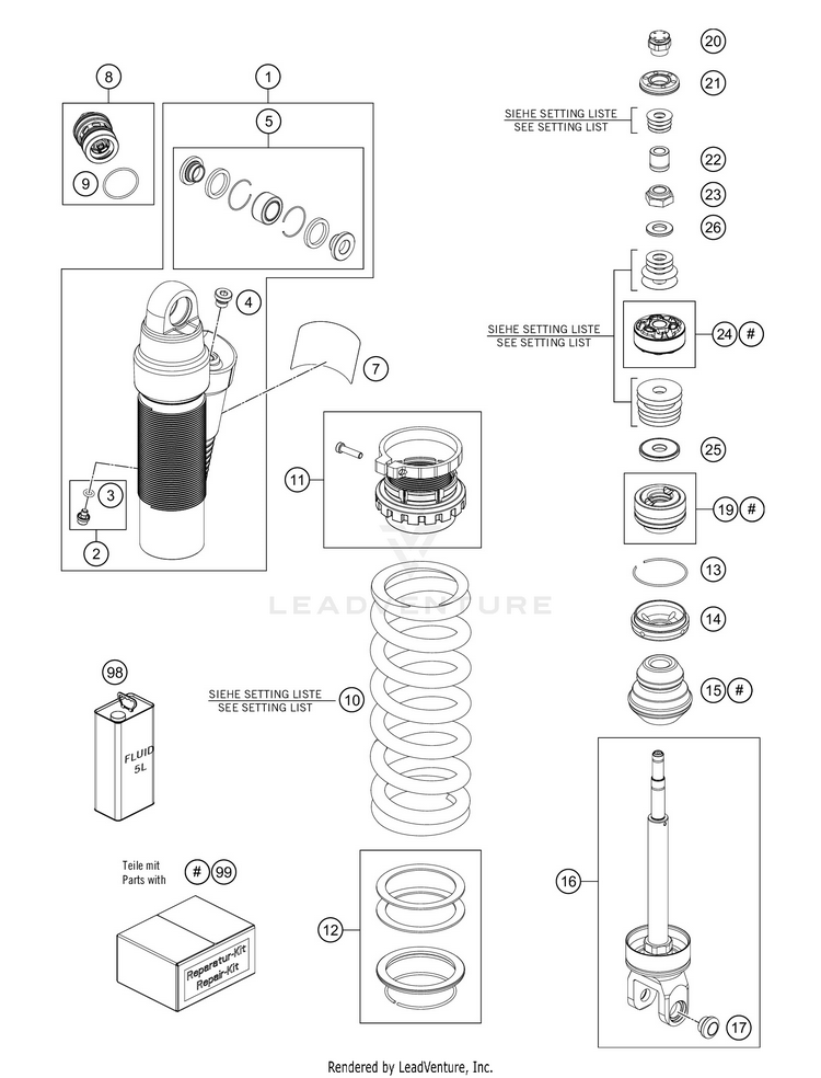 Shock Absorber Disassembled Schematic