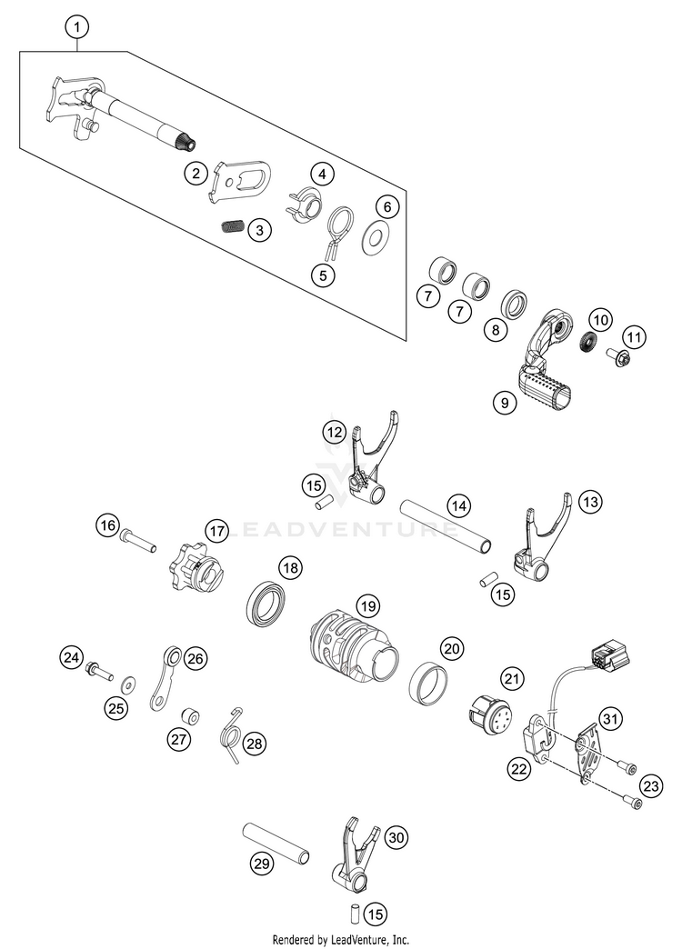 Shifting Mechanism 350 XC-F Engine - 2021 Schematic