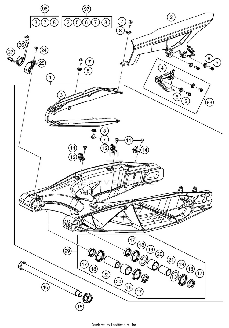 Swing Arm 1290 SUPER ADVENTURE S ORANGE CHASSIS - 2020 Schematic