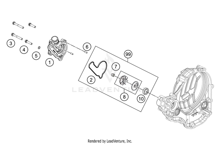 Water Pump 350 XC-F Engine - 2021 Schematic