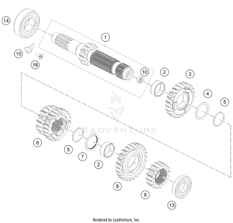 Transmission I - Main Shaft 250 XC ENGINE - 2025 Schematic