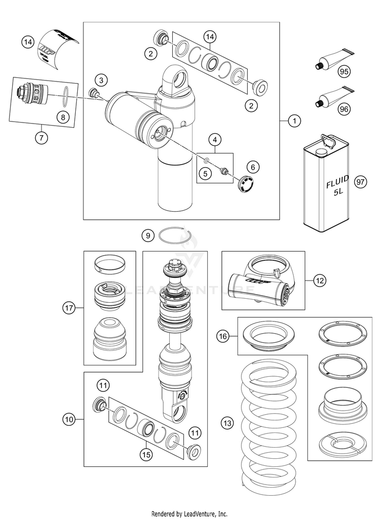 Shock Absorber Disassembled 890 ADV R RALLY Chassis - 2021 Schematic
