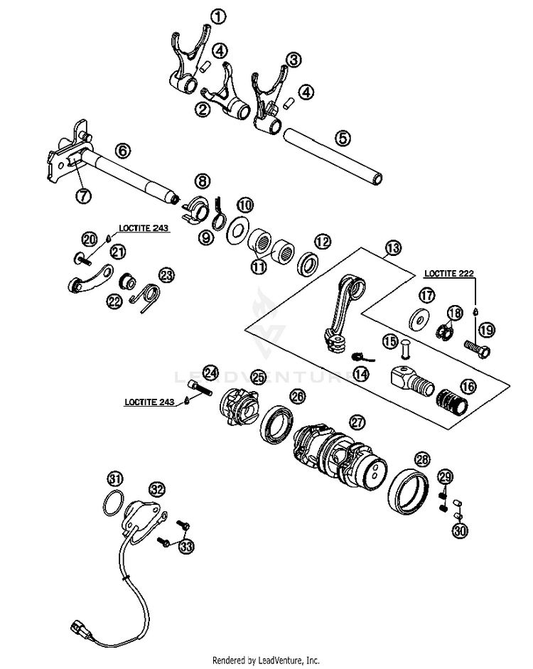 Shifting Mechanism 690 LC4 Engine - 2007 Schematic