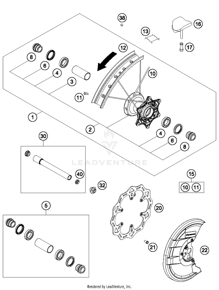 Front Wheel 450 SXF FACTORY EDITION Chassis - 2016 Schematic
