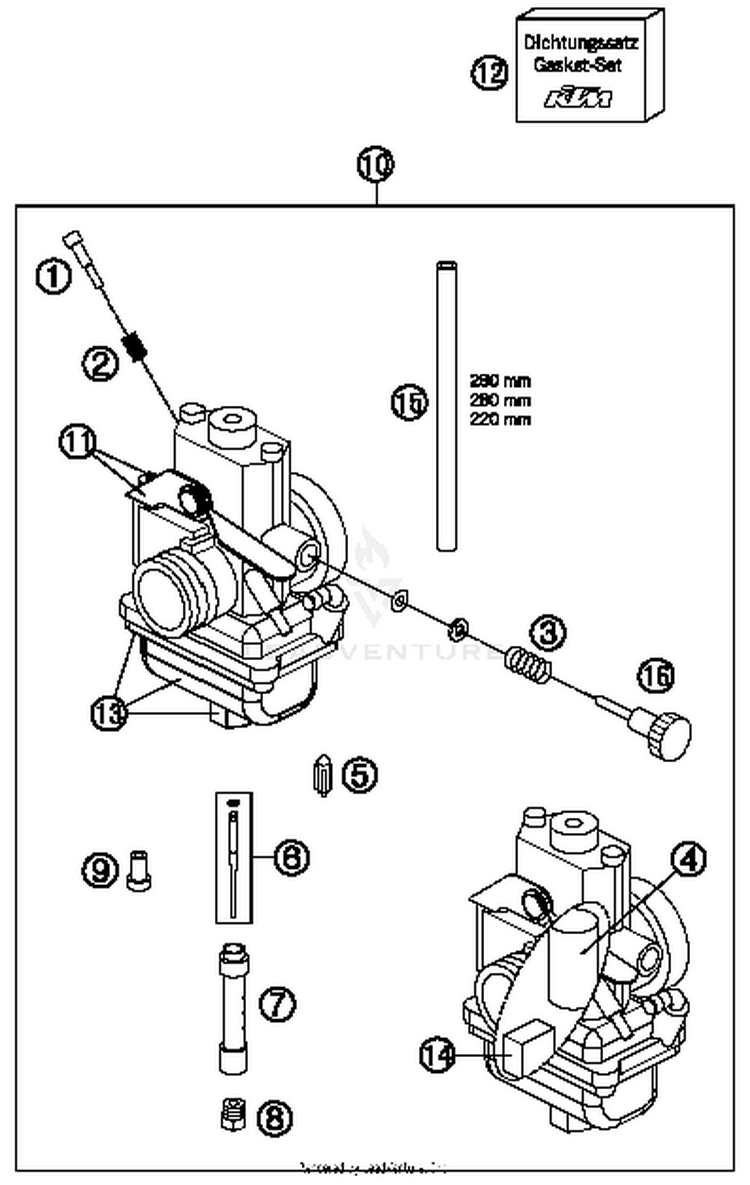 Carburetor 65 SX Engine - 2015 Schematic