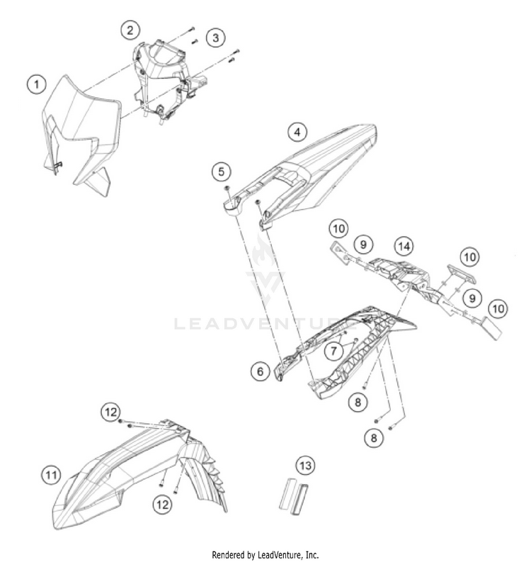 Mask, Fenders 500 EXC-F CHASSIS - 2026 Schematic