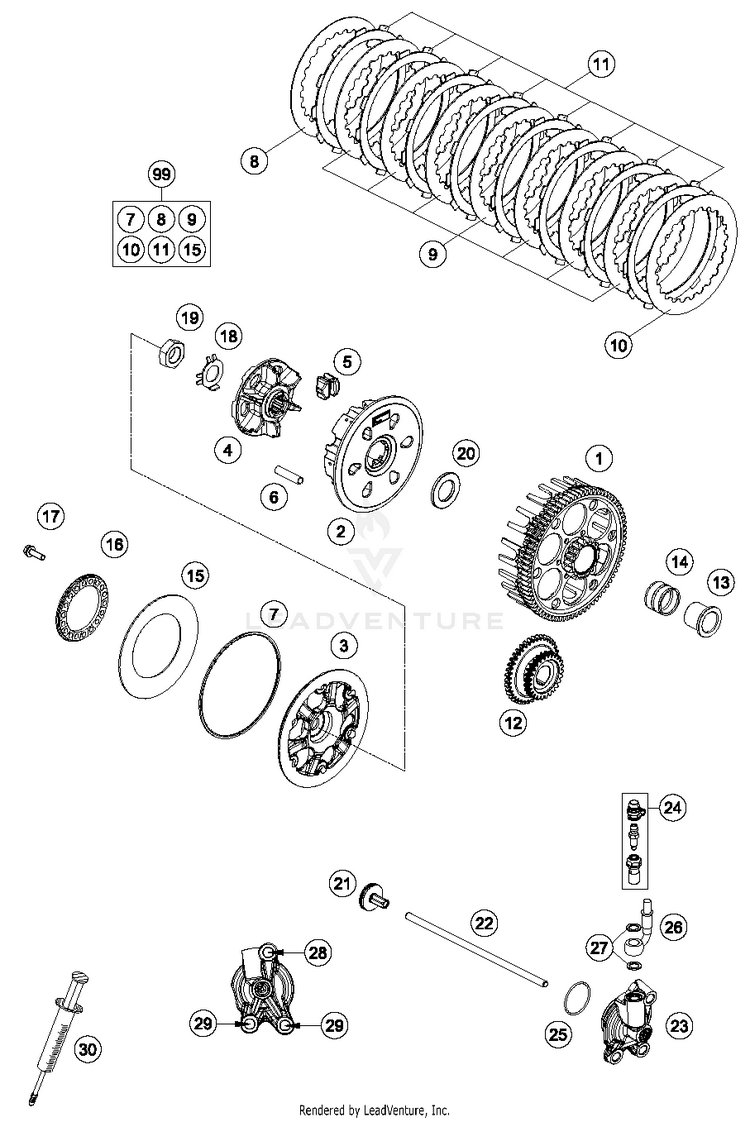 Clutch 250 SX ENGINE - 2017 Schematic