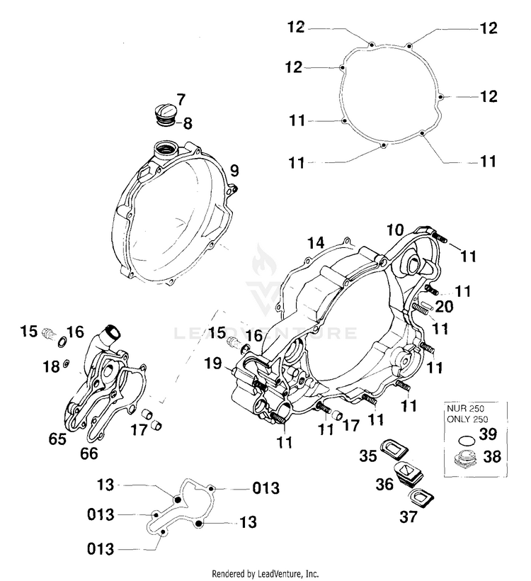 Clutch Cover 250 EXC Engine - 2000 Schematic