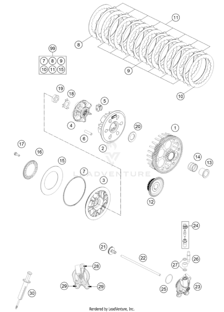 Clutch 250 XC ENGINE - 2025 Schematic