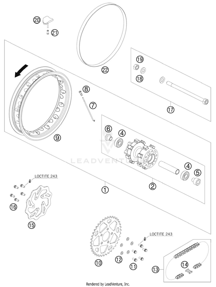Rear Wheel 50 SX Mini Chassis - 2011 Schematic