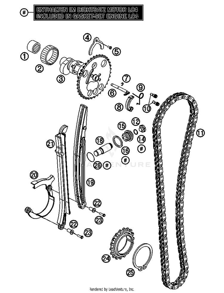 Timing Drive 690 Enduro Engine - 2012 Schematic