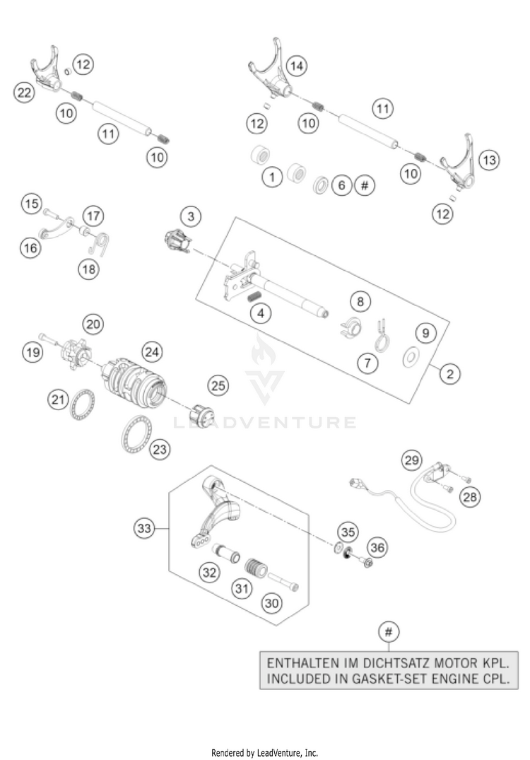Shifting Mechanism 1290 SUPER ADV. S/R Engine - 2022 Schematic