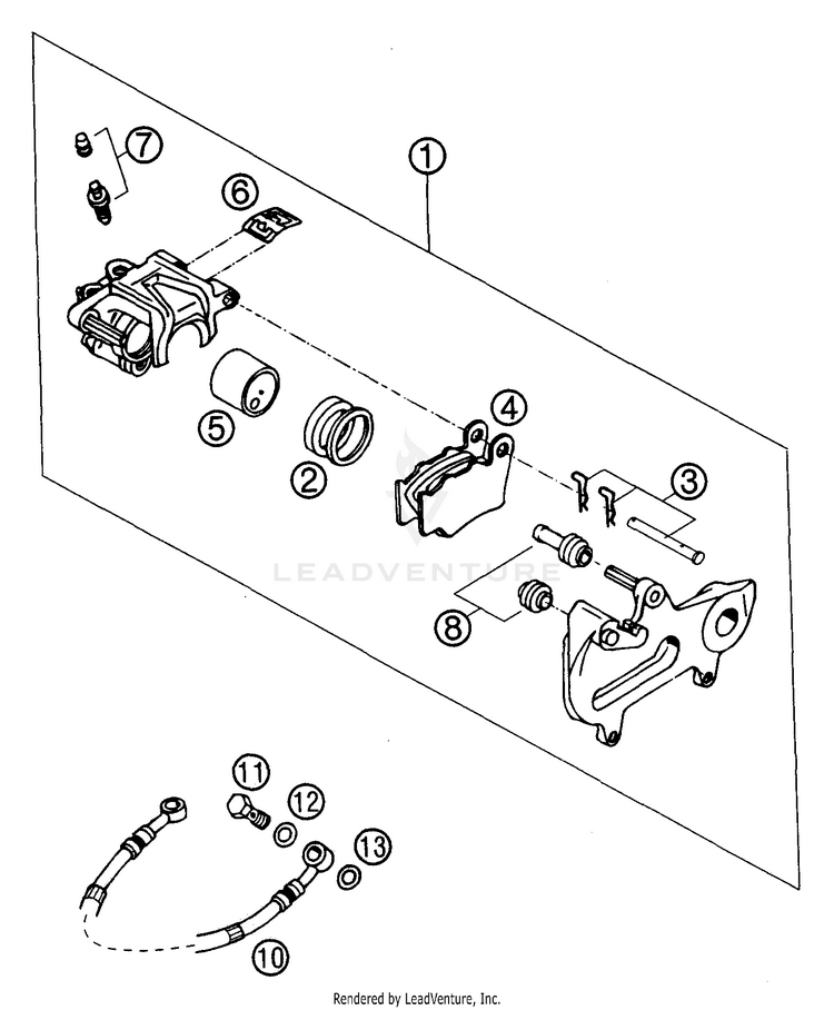 Brake Caliper Rear 200 EXC Chassis - 2003 Schematic
