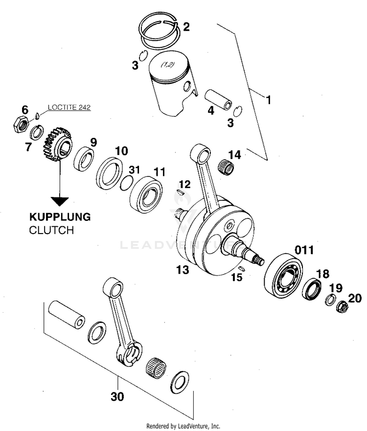 Cranshaft, Piston 360 MXC Engine - 1997 Schematic
