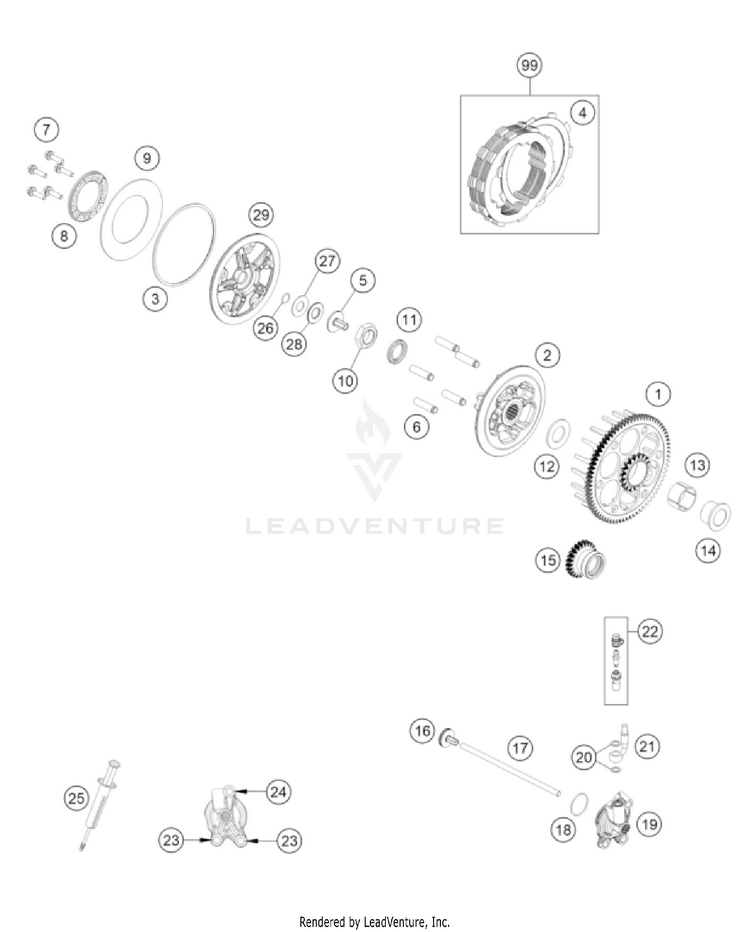 Clutch 125 SX/XC Engine - 2023 Schematic