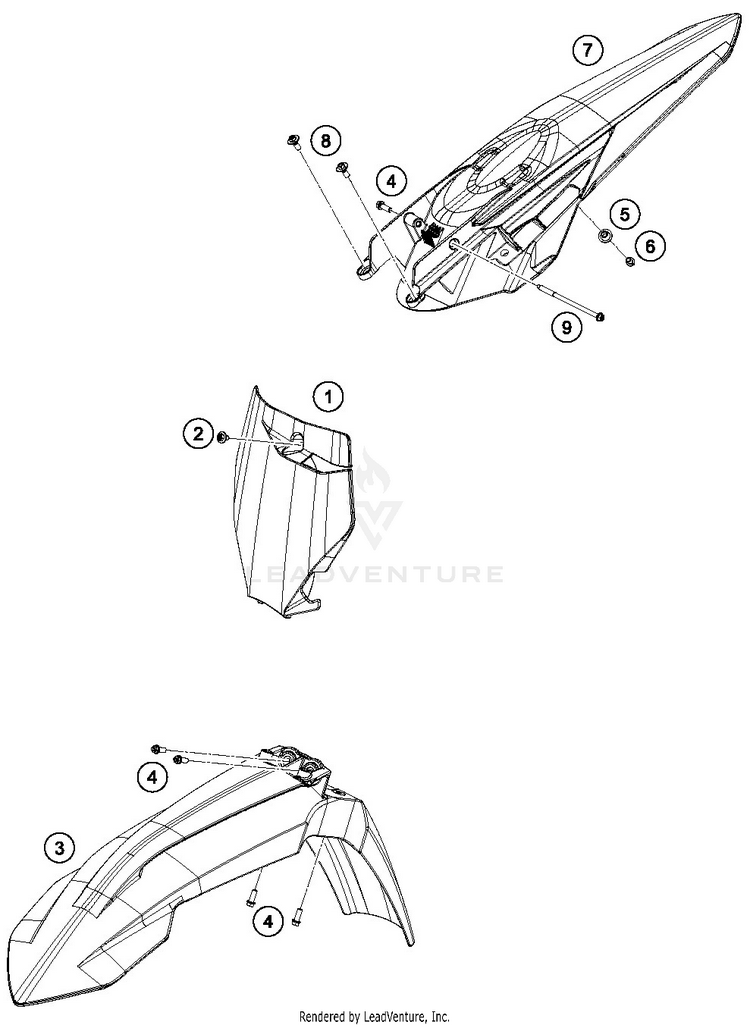 Mask, Fenders 250 SX-F CHASSIS - 2019 Schematic