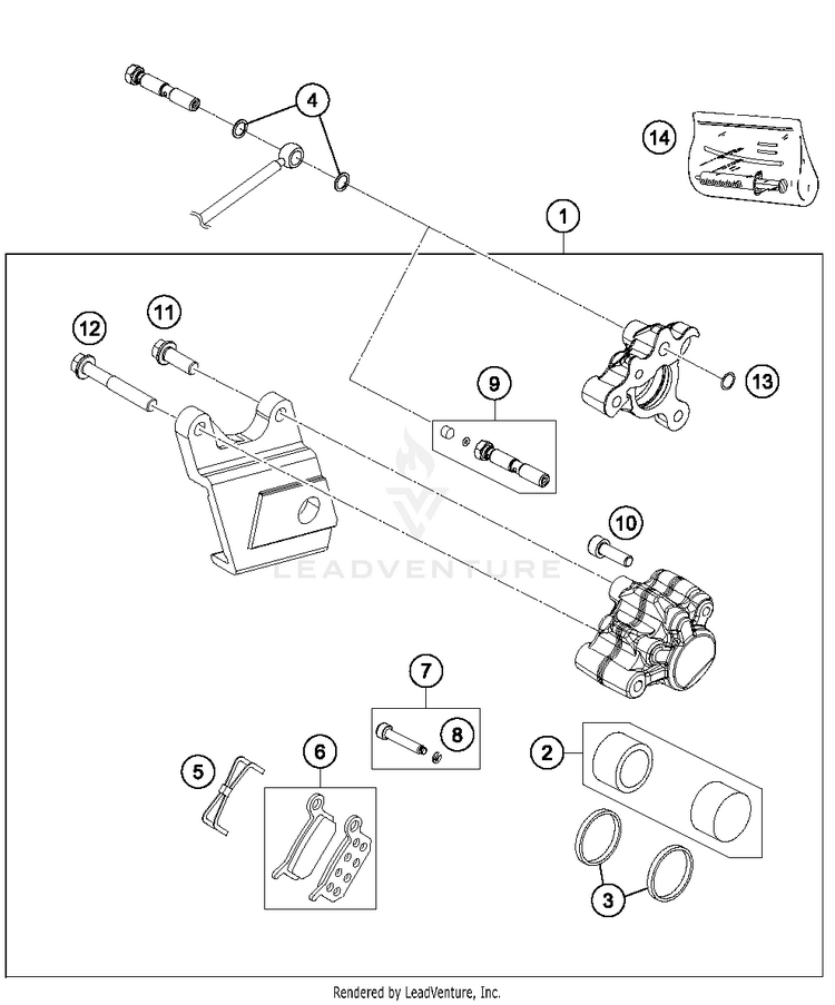Brake Caliper Rear 50 SX CHASSIS - 2017 Schematic