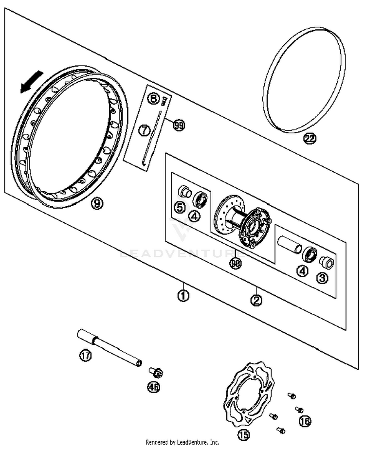 Front Wheel 50 SX MINI Chassis - 2016 Schematic