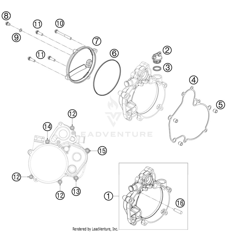 Clutch Cover 50 SX Mini Engine - 2011 Schematic