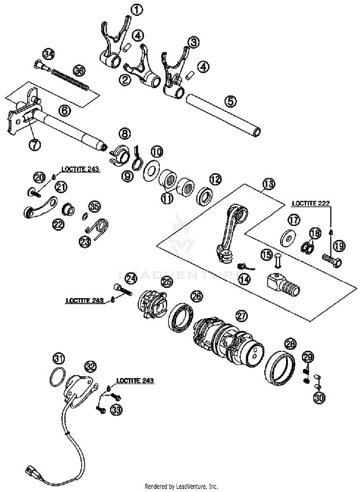 Shifting Mechanism 690 Duke Engine - 2008 Schematic